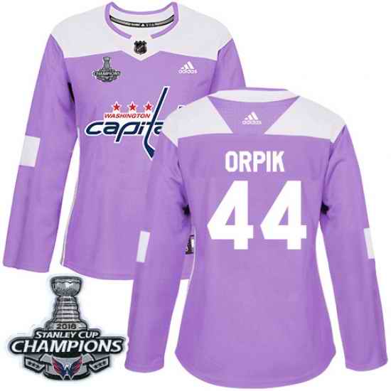 Adidas Capitals #44 Brooks Orpik Purple Authentic Fights Cancer Stanley Cup Final Champions Womens Stitched NHL Jersey